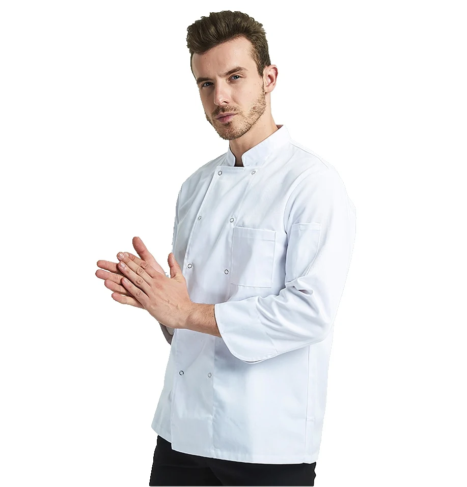 Thick white red chef -uniform long sleeve hotel restaurant uniforme chef de cuisine in autumn and winter