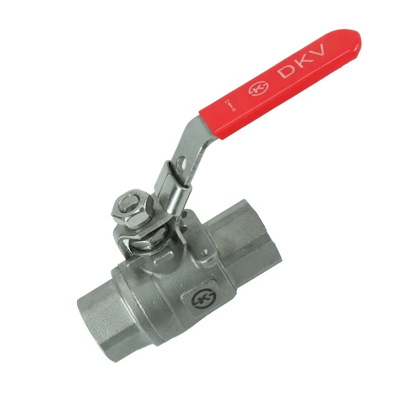 DKV Stainless Steel 304 2pc Ball Valve Threaded PN63 2pc Stainless Steel 304 Two Piece Full Bore BSP NPT Ball Valve with Lock