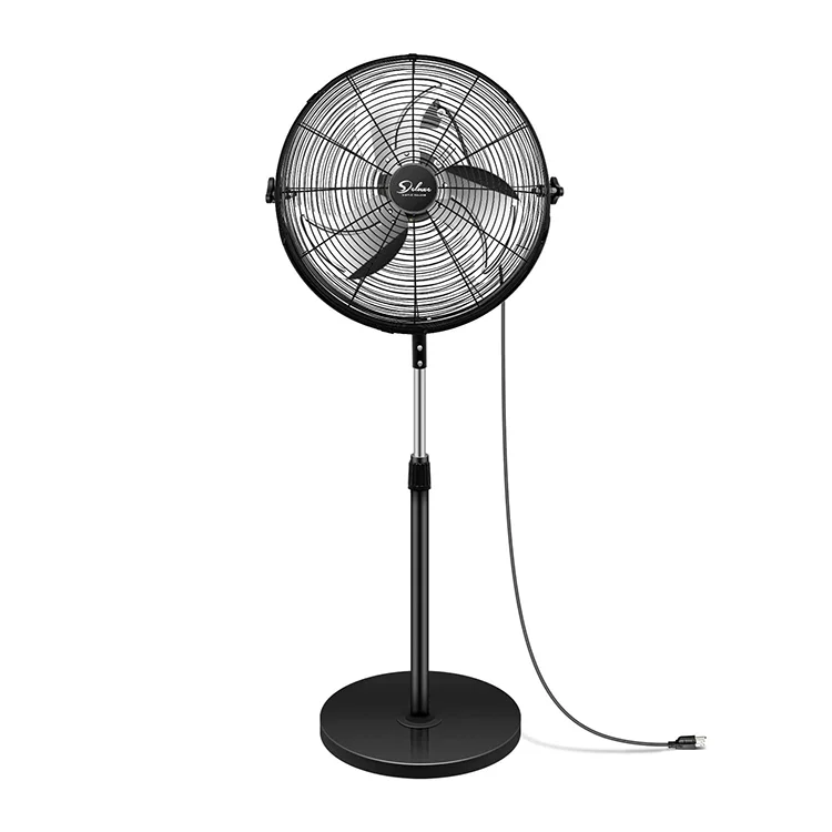 College Dorm Bedroom 20 Inch Black Metal Low Noise manual 3 Adjustable Speeds Circulating Oscillating electrical Stand Floor Fan
