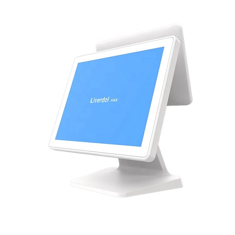 Restaurant Smart POS System White 15 Inch Touch Dual Screen All in One Windows Cash Register Billing POS Terminal for Retail
