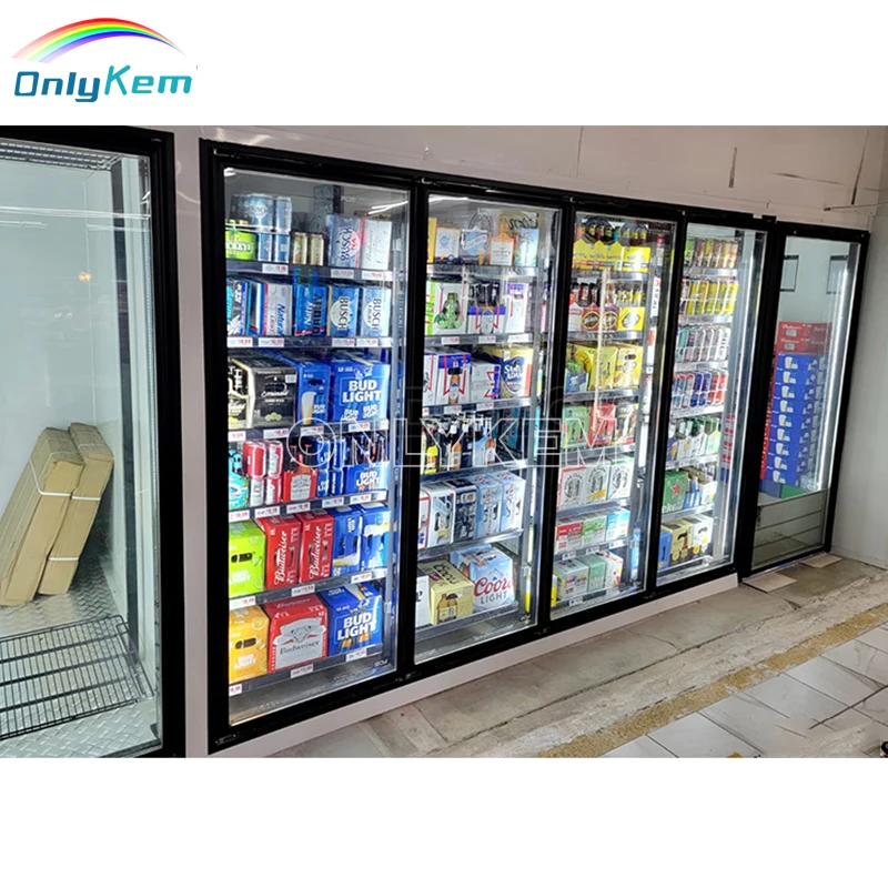 16 Door Walk in Beverage Cooler with Glass Door for Supermarket and Gas Station