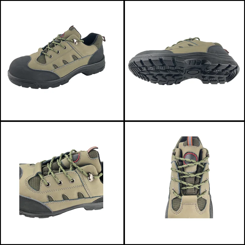 4 Inch Lightweight Labor Safety Leather with Steel Toe and Steel Midsole Unisex Abrasion Resistance Non-Slip Working Shoes