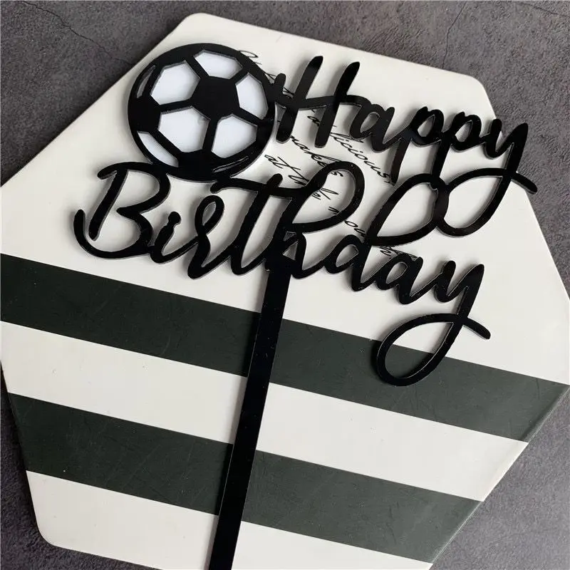 Wholesale Mommy Daddy Happy Birthday Party Cake Decoration Football Soccer Acrylic Cake Topper