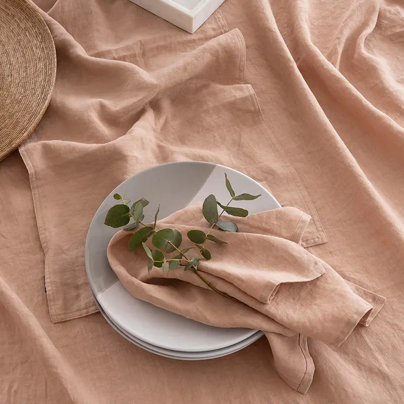 Factory customization size Embroidery LOGO restaurant Wedding Hotel Home Table Decor Reusable Cotton Linen Cloth Table Napkin