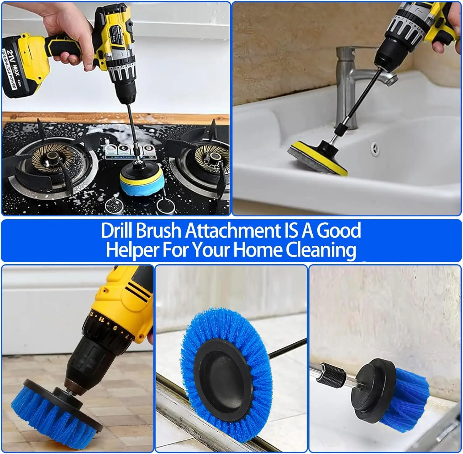 Drill Brush Attachment Set,27 Pack Power Scrubber Cleaning Kit Adapt Drill Brush for Tub,Shower,Kitchen