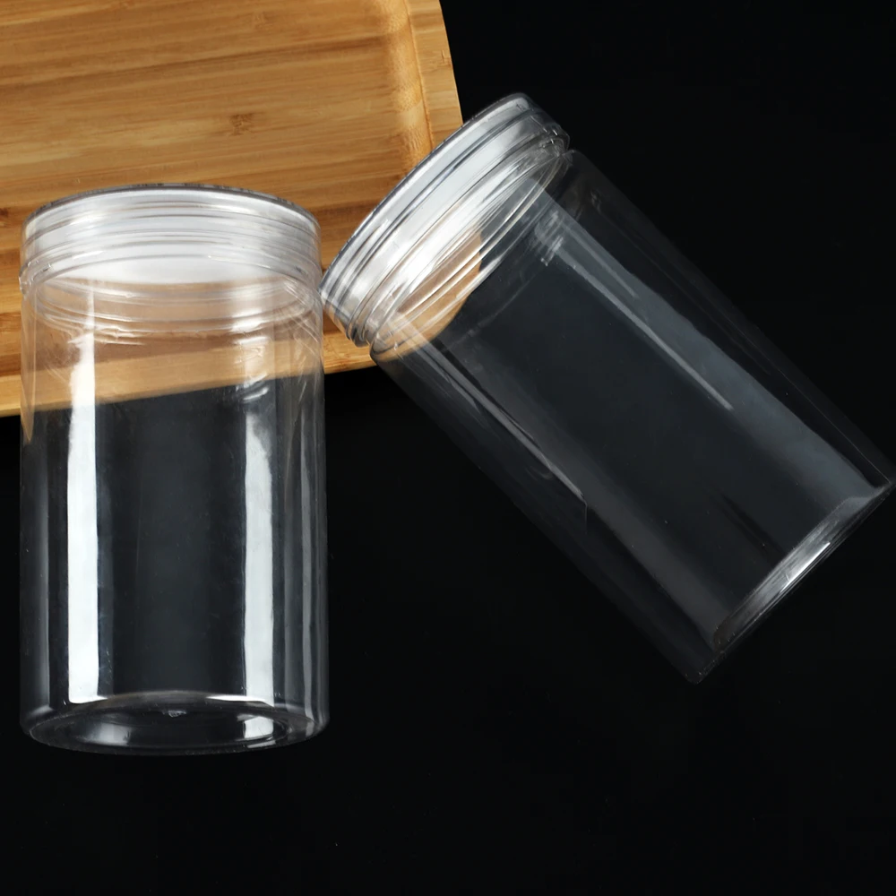 Wholesale different size plastic storage jam pickle jars sealed transparent food jars with screw caps