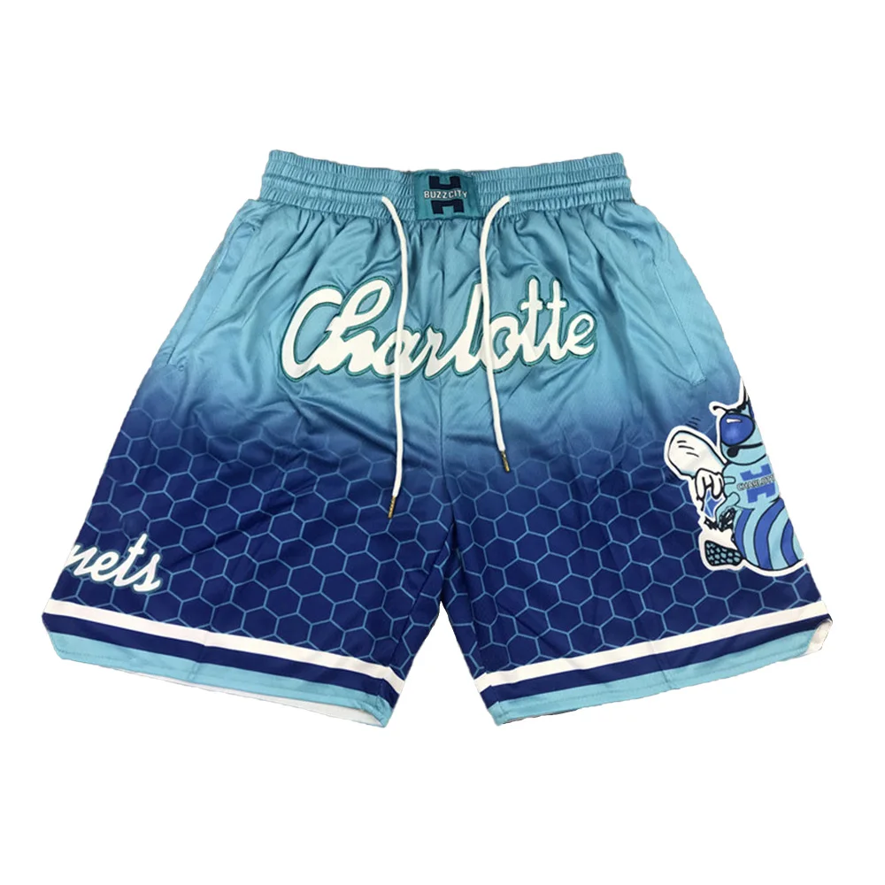 pockets basketball Shorts embroidered double layer mesh Shorts custom basketball uniform basketball wear bryant