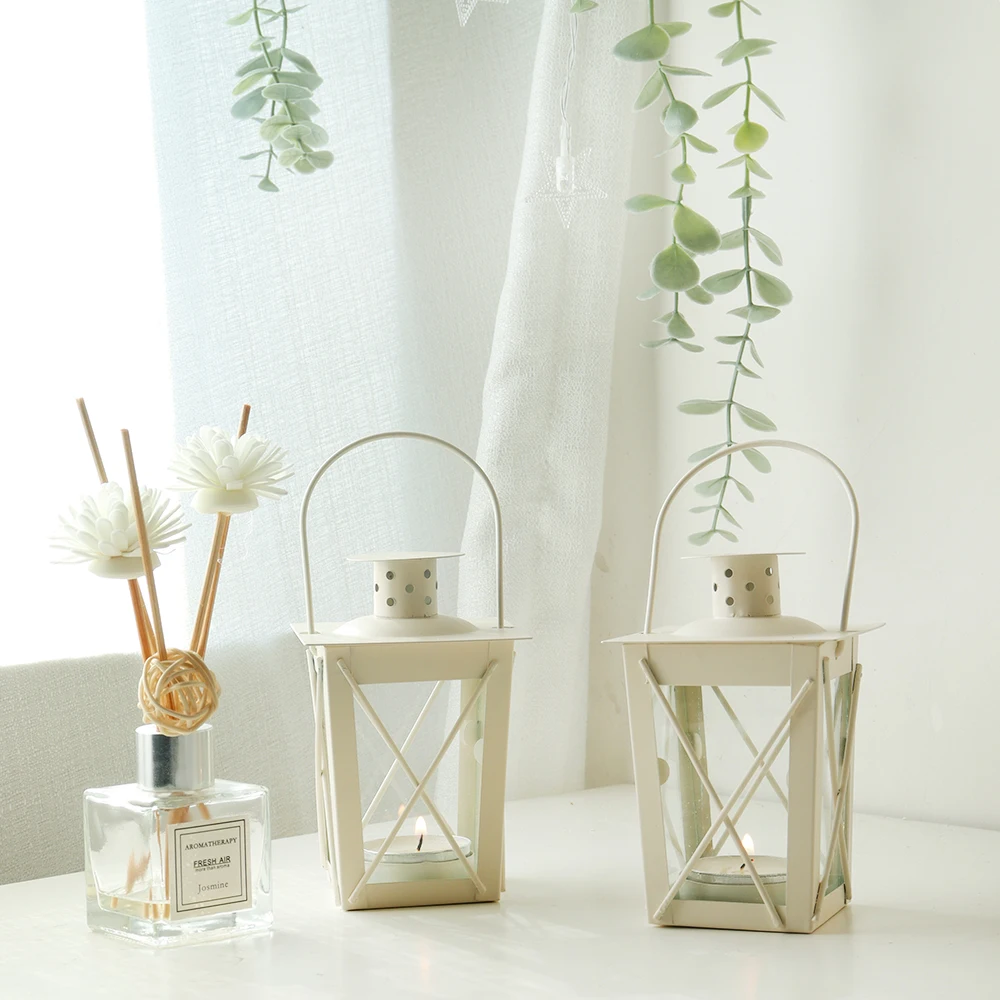 Home Decor White Mini Small Metal Geometric Mini Metal Lantern Wedding Favors Christmas Decoration
