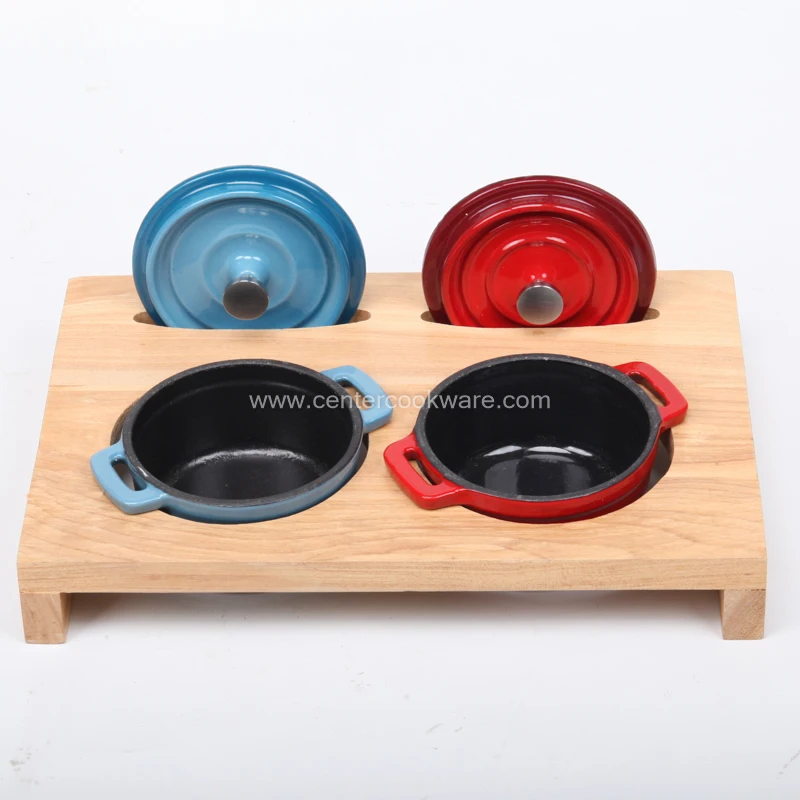 Customize design utensils kitchenware Round Heavy Double Ear Cooking Dish stew cocotte Casserole Enameled Cast Iron Mini Pot