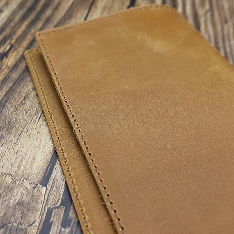 Hey Wing High Quality Light Brown Crazy Horse Genuine Leather Journal Cover with Pocket