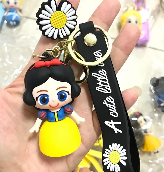 3D Carton beautiful Princess soft rubber pendant keychain keyring  for wedding gift