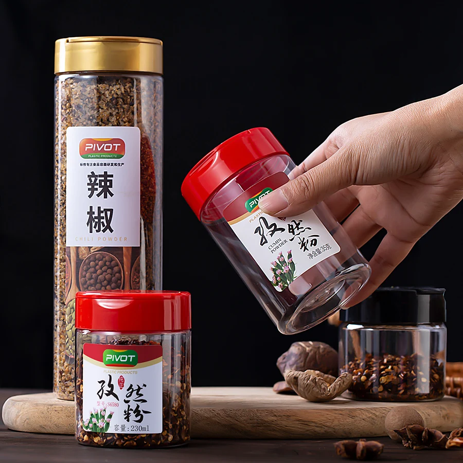 Factory PET Empty Plastic Seasoning Bottles Spice Shaker Powder Containers Pepper Salt spice jar