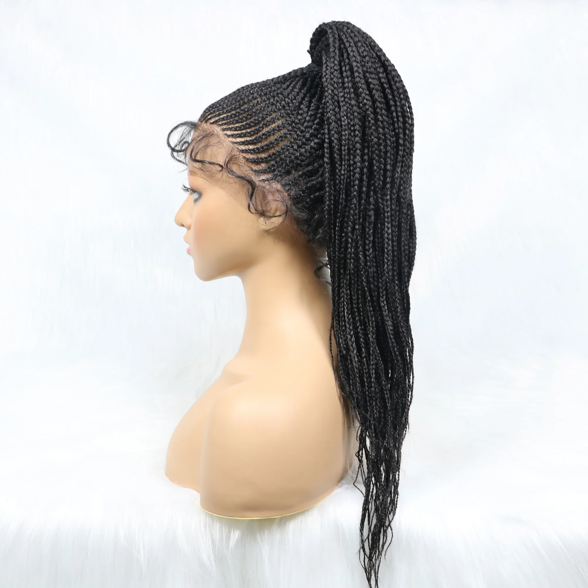 Jennifer In Stock Blend Braided Ponytail Synthetic Human Hair Wig