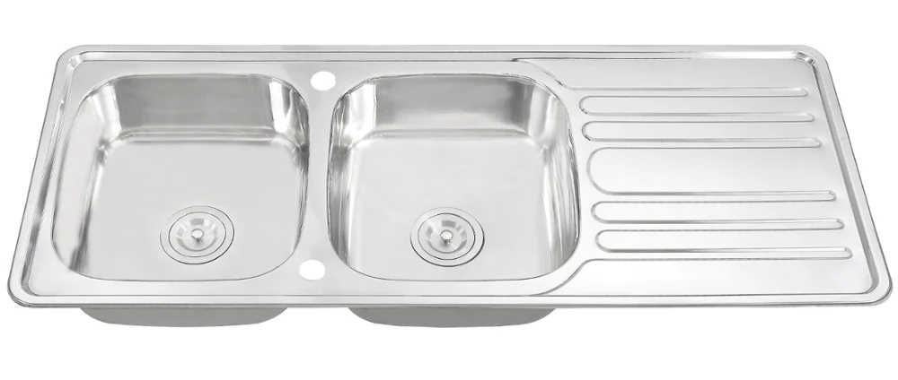 Double Bowl Kitchen Sink with Drainboard - 12050