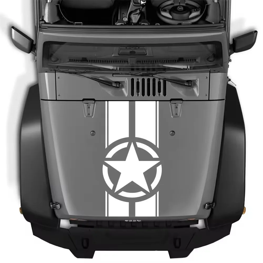 RTS 2025 1Pcs For TJ LJ JK Star Stripes Decal Vinyl Hood Sticker Car Truck DIY Waterproof car stickers