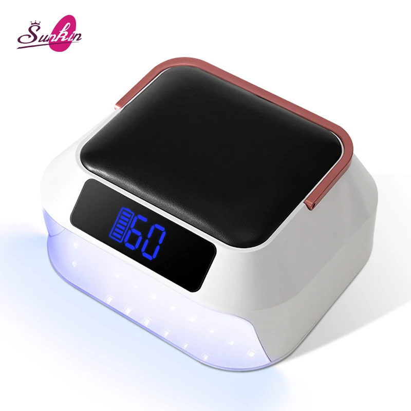 2024 New Design X60 218W 2-in-1 Nail Lamp Dryer Portable Rechargeable Wireless Gel UV Nail Lamp with Hand Pillow