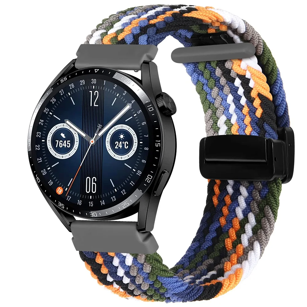 20/22mm Magnetic Nylon Watch Strap For Samsung watch 4/5 Folding Buckle Braided Strap For Huawei gt3 Magnetic Braided Watchband