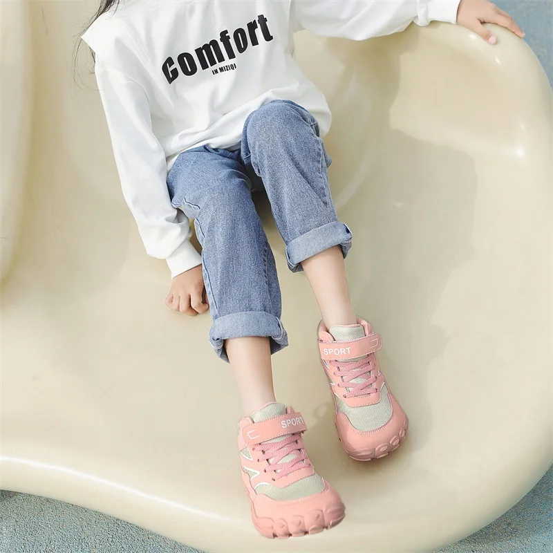 New fashion trend velcro ergonomic children shoes toddler leisure sports barefoot shoes non-slip soft sole spring autumn shoes