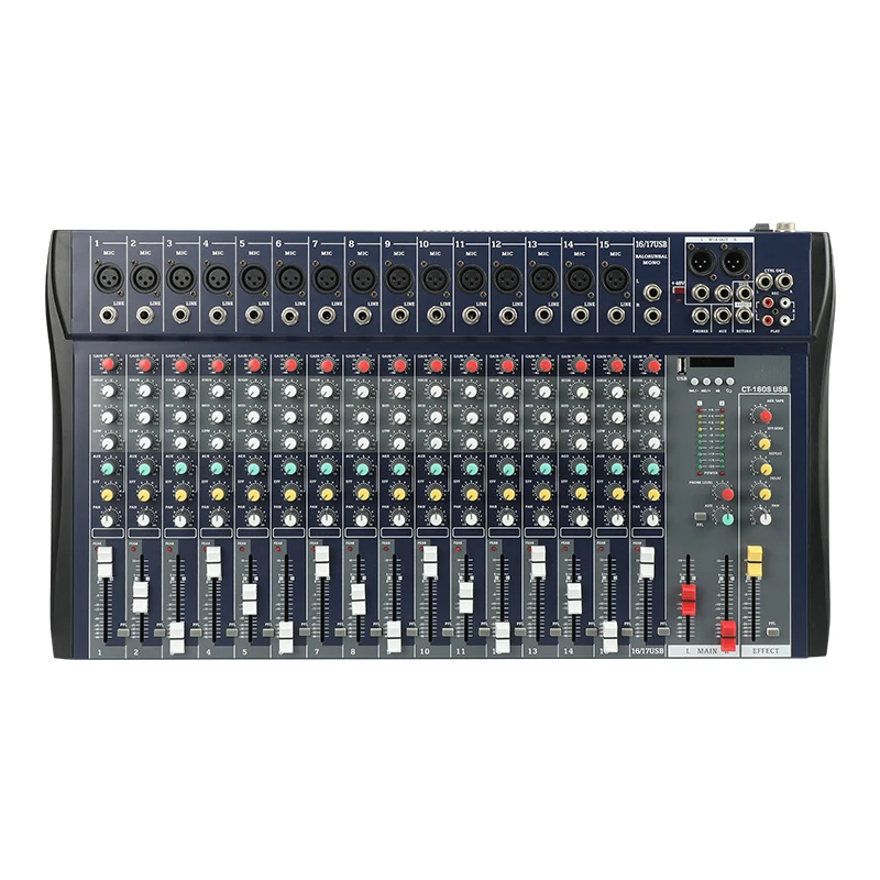 TEBO Professional 16 Channels Audio Mixer blueteeth USB dj controller pioneer audio interface 48V power for party