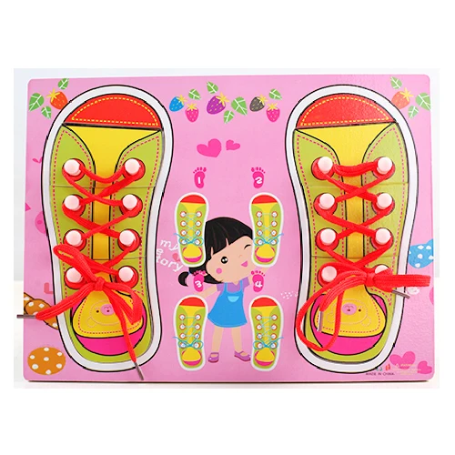 Wholesale Learning 3+ Years Age Tie Shoelaces Learning Toys Wooden Baby Toys For Kids Early Educational