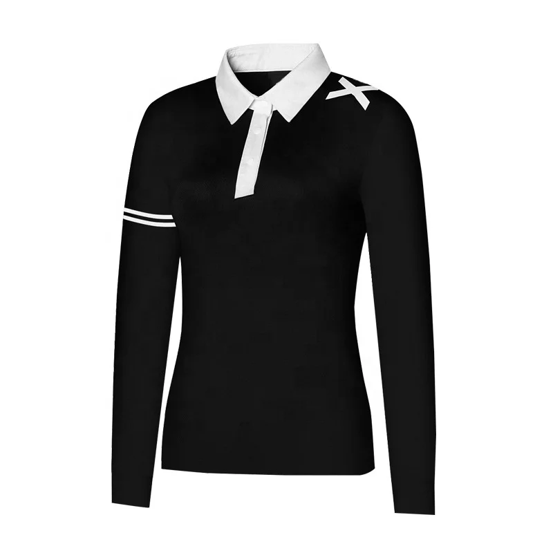 OEM Custom Women Golf Apparel Women Long Sleeve Polo Shirts Quick Dry Polyester Spandex Polo Shirt