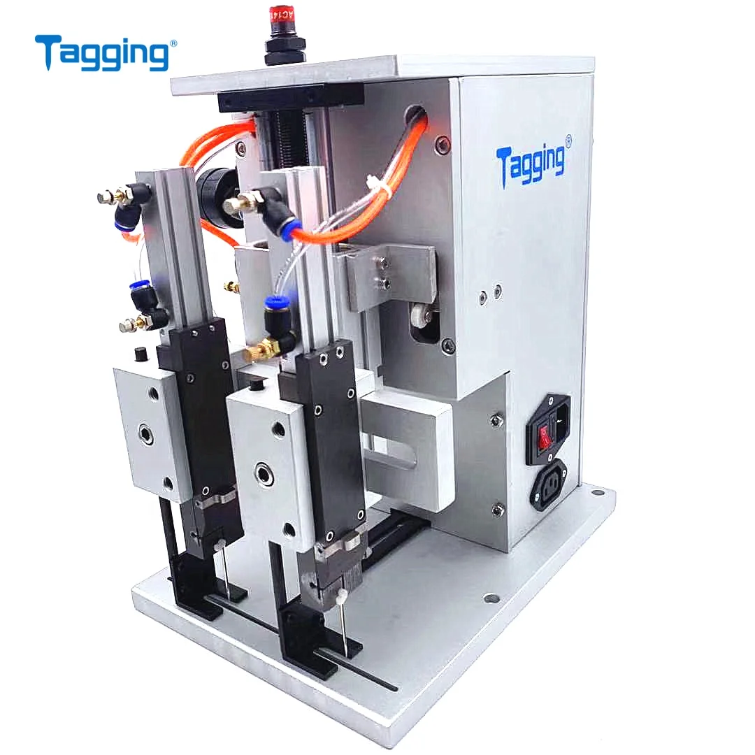 Double-needles pneumatic automated portable tagging machine for garments label gloves towels glove