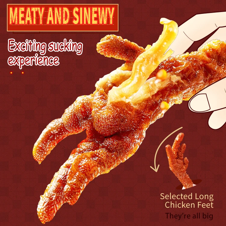 105g Chinese Chicken Feet Food Meat Snacks Halal Spicy Pickled tiger Skin Chicken Feet Snacks
