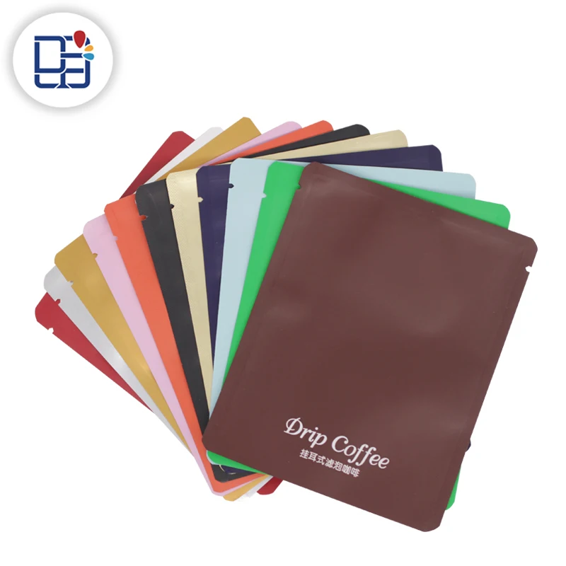 Custom Printing Matte Aluminum Foil Sachet Heat Seal Hanging Ear Drip Coffee Filter Bag Coffee Powder Bag
