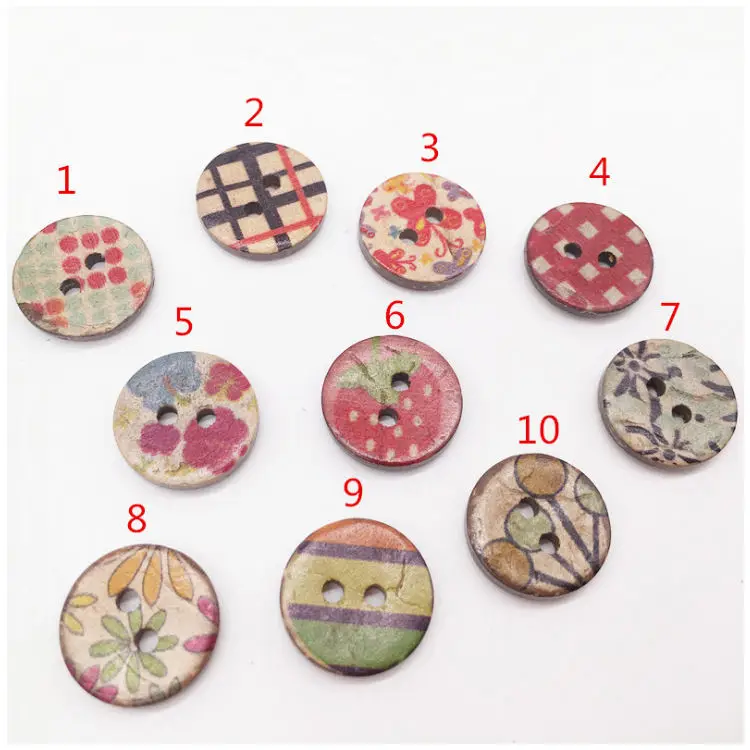 Custom Round Natural 2-Hole Mix Color 20mm Coconut Shell Button for clothing
