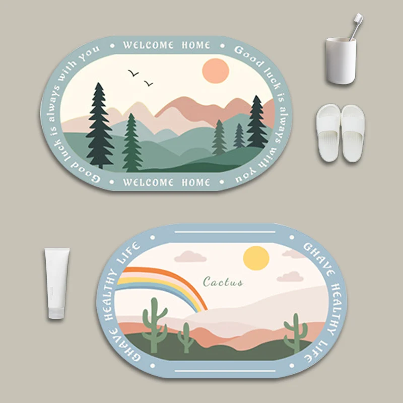 New Designed Washable Diatomaceous Earth Absorbent Fast Drying Rug Anti- slip Floor Mat