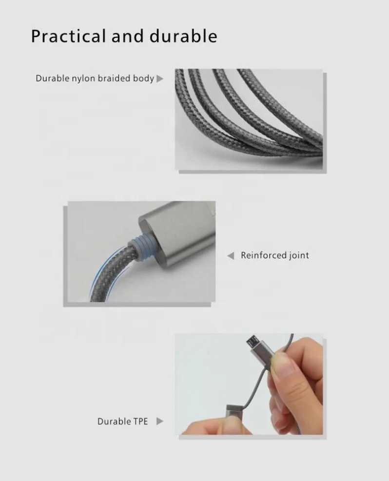  Нейлоновая оплетка MFi type c micro usb кабель для iphone 12 lightning Кабель быстрой зарядки 3 в 1 передачи
