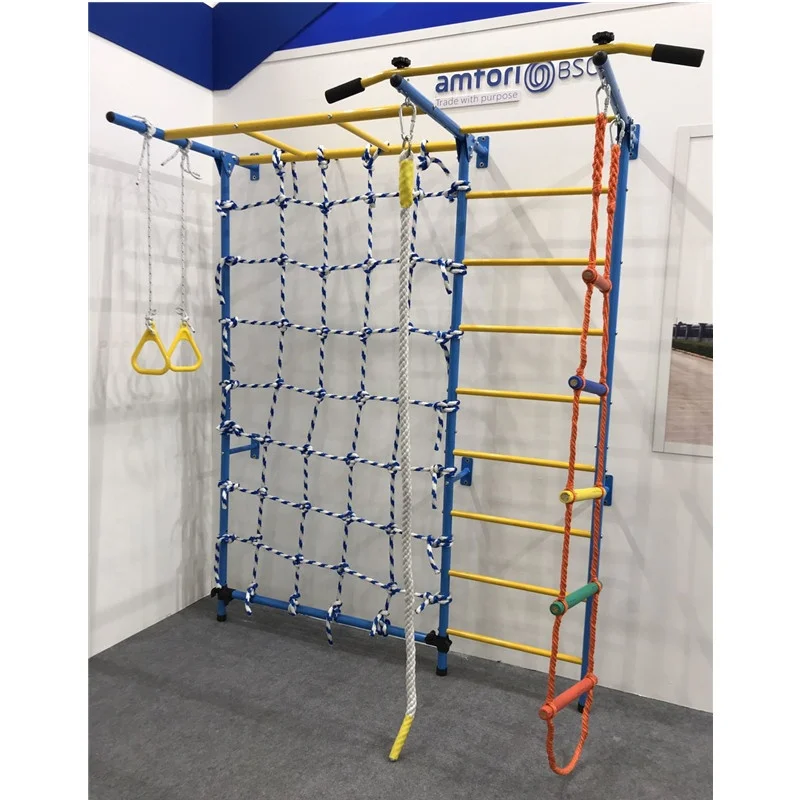 Colorful Kids Swedish Wall Mounted Playground Jungle Play Gym Gymnastic