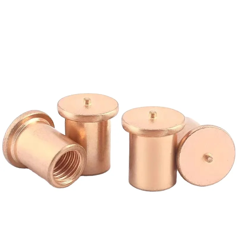 High Quality Carbon Steel Copper Coated Cylindrical Welding Stud Internal Thread Nut Welding Column Nut