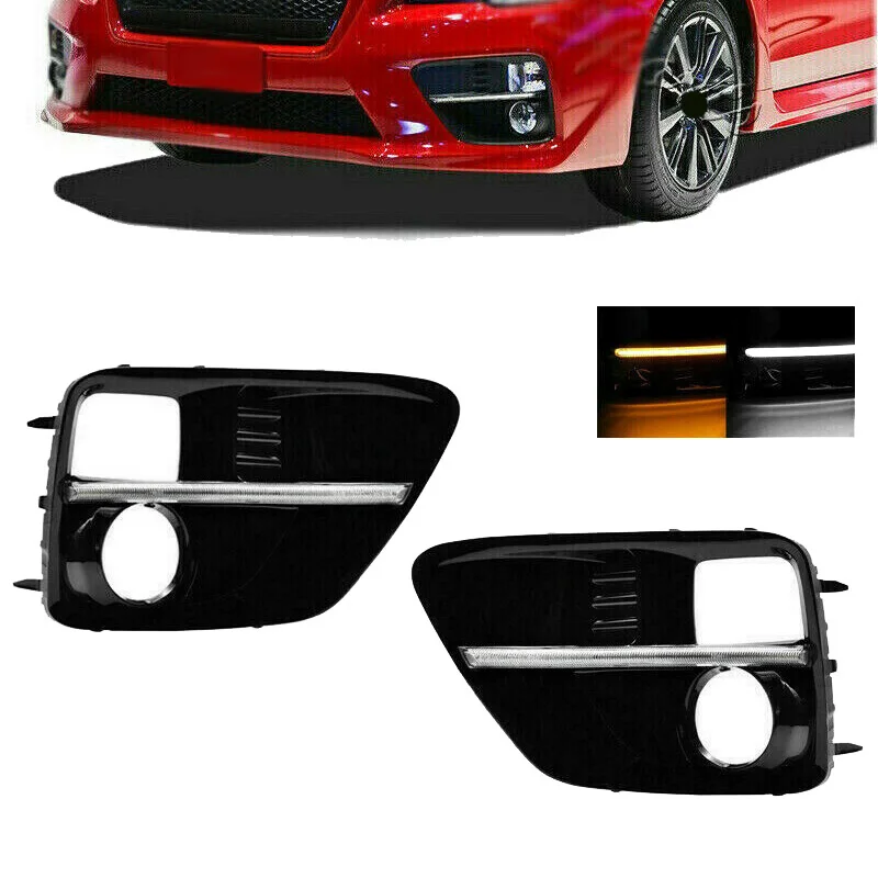 for 2015-2017 Subaru WRX STI LED DRL Bumper Driving Turn Signal Light Daytime Running Light Fog Light Bezels/Cover
