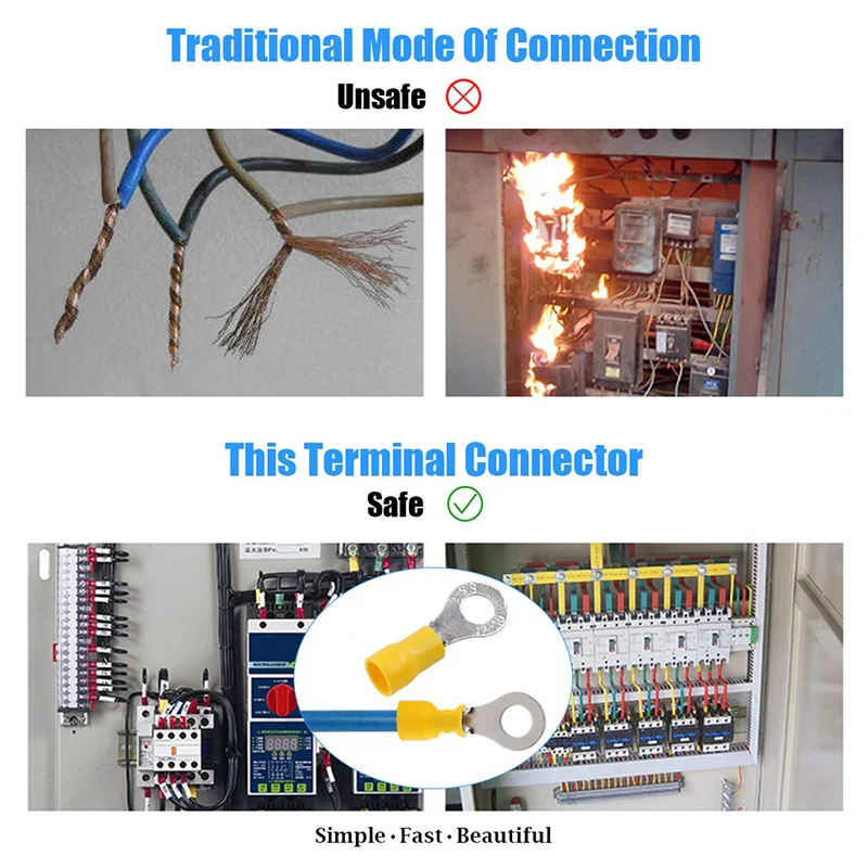 QWT DBV Copper Vnyl Pre-insulated Electrical Lipped Chip Shaped Connector Cable Pin Blade Splice Flat Terminal Lug Size