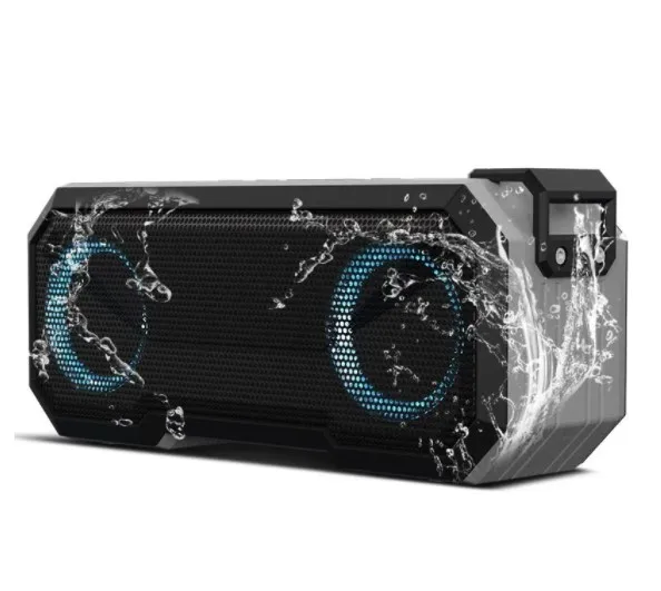 Portable Outside Waterproof IPX7 Color Light Radio TF card 10W Wireless Speaker With Power Bank