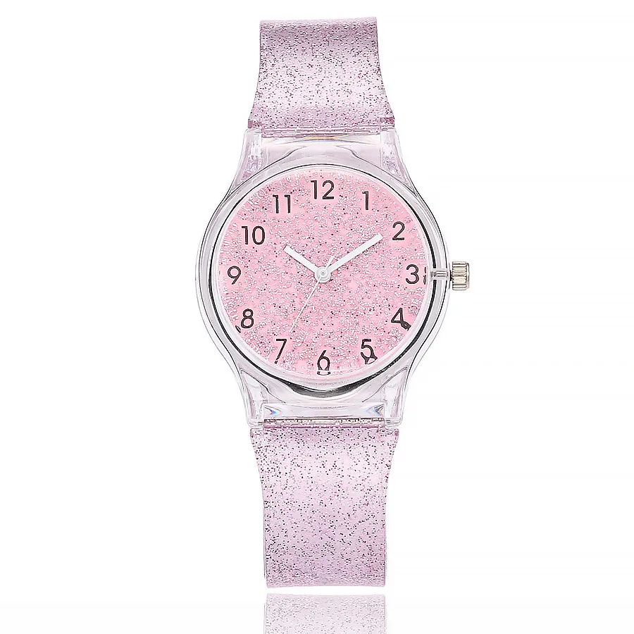 Factory Wholesale Cheap Promotional Women Watches Lovely Cute Jelly Silicone Transparent Plastic Children Watch Gift As Gift