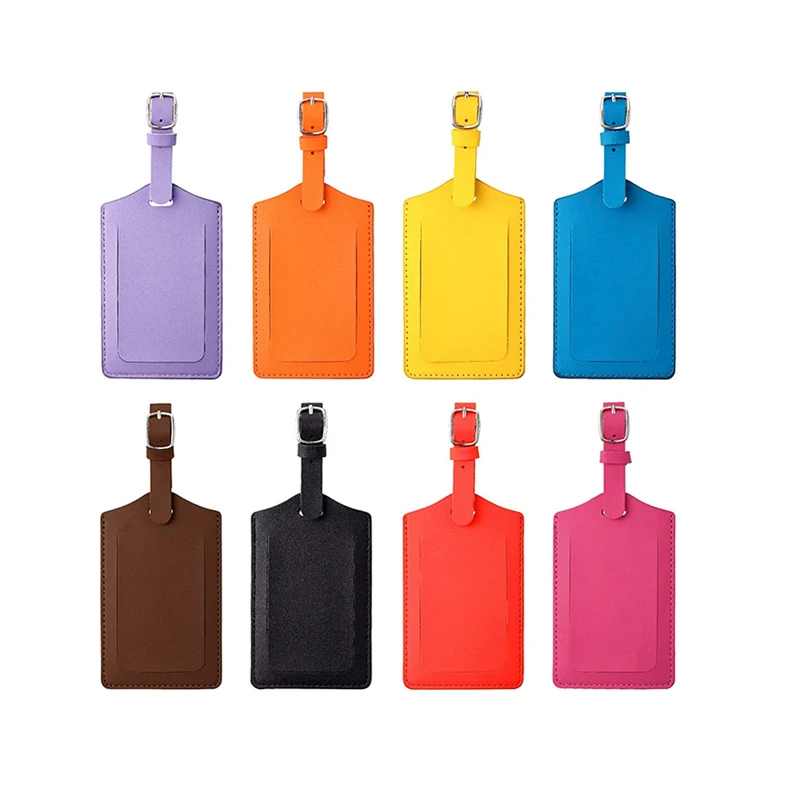 Custom Genuine Sublimated PU Leather Luggage Tag Buckle Strap Travel Baggage Tag Holder