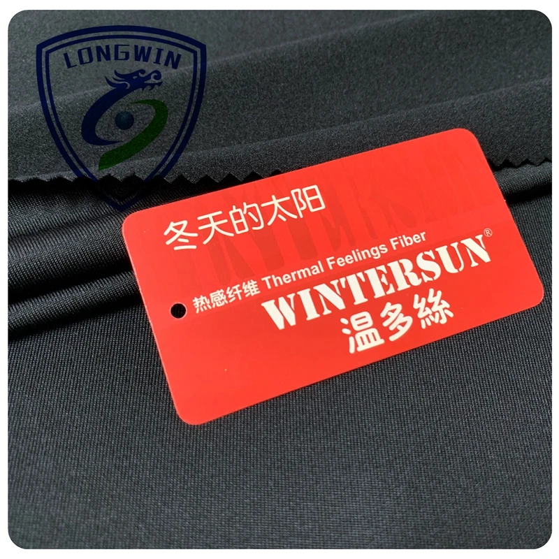 High performance 92% polyester 8%spandex far infrared thermal poly spandex brushed knit fleece fabric for garment