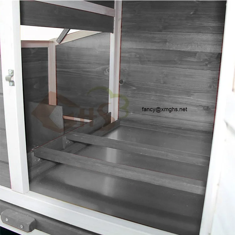 middle size gray and white color cedar fir wood chicken coop small animal cage pet house for backyard domestic use home outdoor