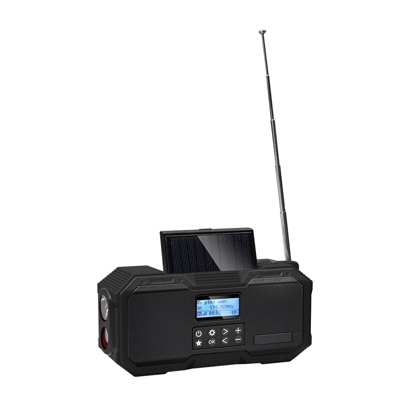Аварийный радиоприемник на солнечной батарее портативный динамик красный DAB с