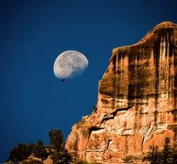 Magnificent Landscape shining mountain and  rising full moon views  photography  picture print on canvas for decor