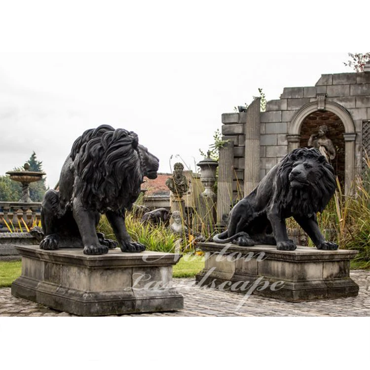 Custom Large Hand Carved Antique Bronze Lying Lion Statue Outdoor Square used brass sculpture