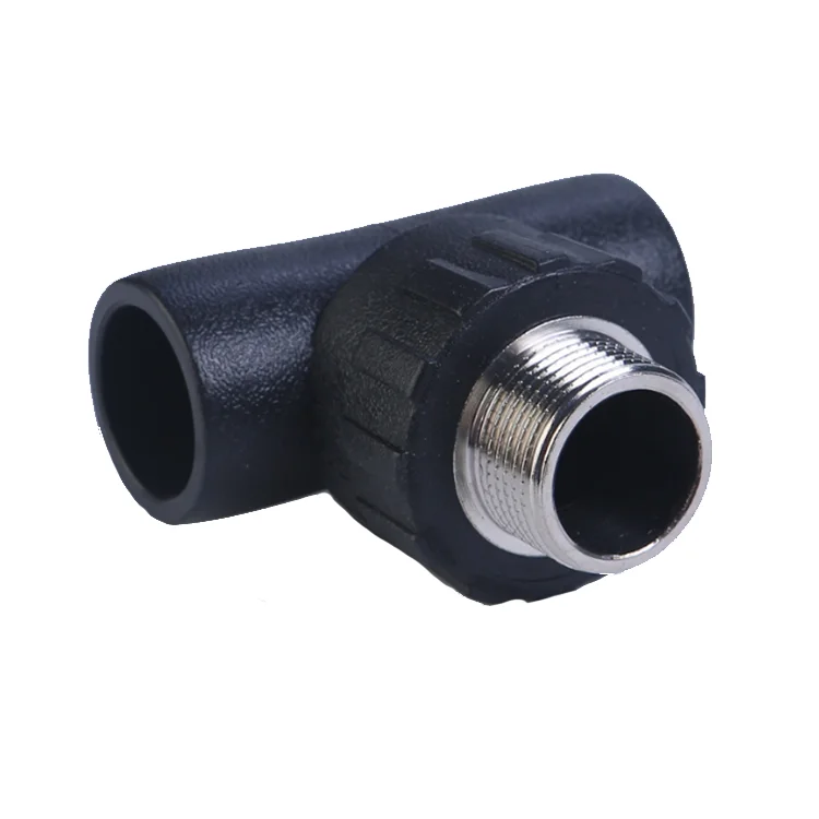 Black HDPE outer wire equal diameter tee hot melt socket type HDPE water pipe fittings