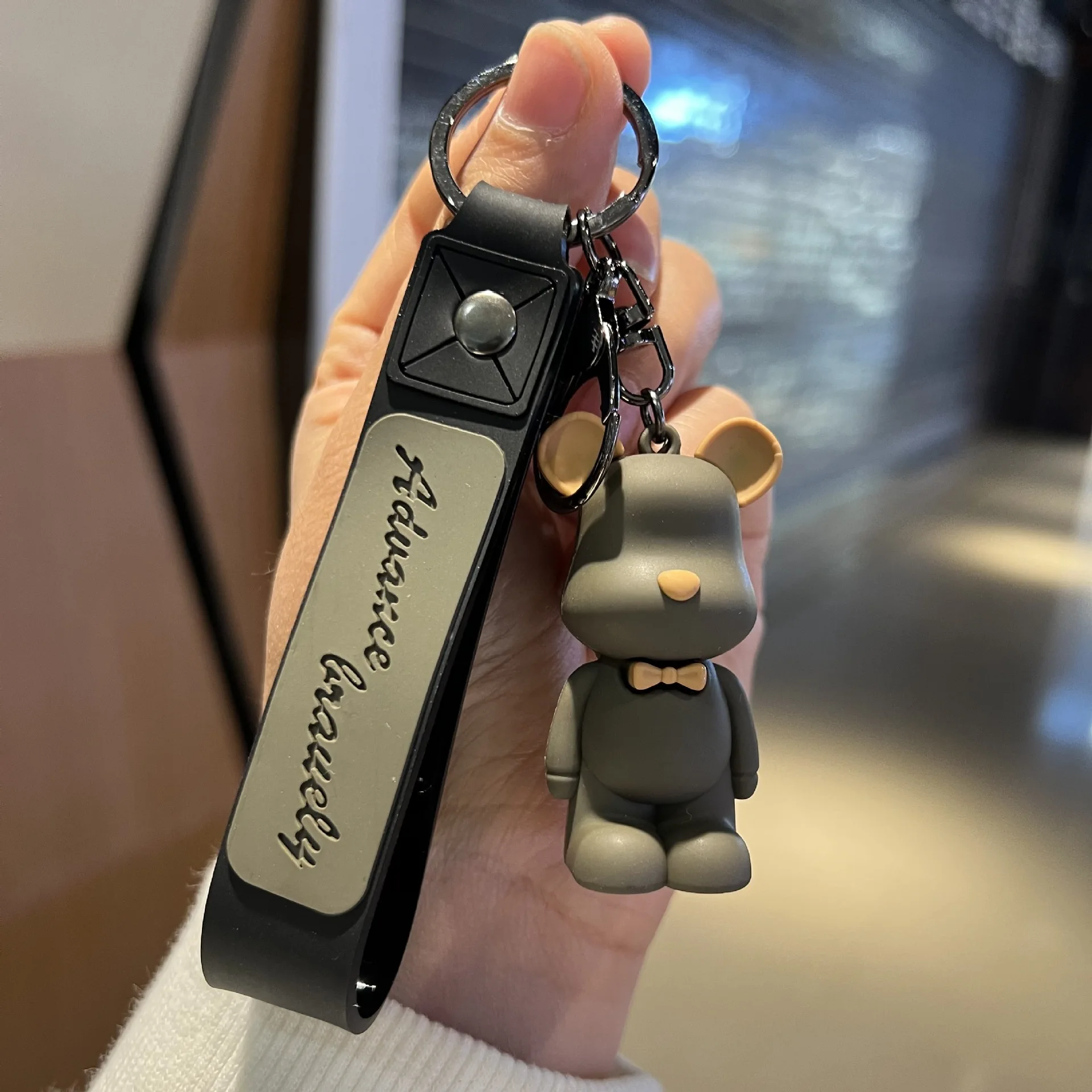 Wholesale Creative cartoon Nordic bow tie violent bear PVC keychain car bag small gift for men and women keychain