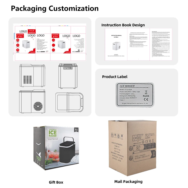 Portable Ice Cube Maker 12v 24v AC/DC Ice Maker Machines bullet Shape Use for Home and Outside Camping