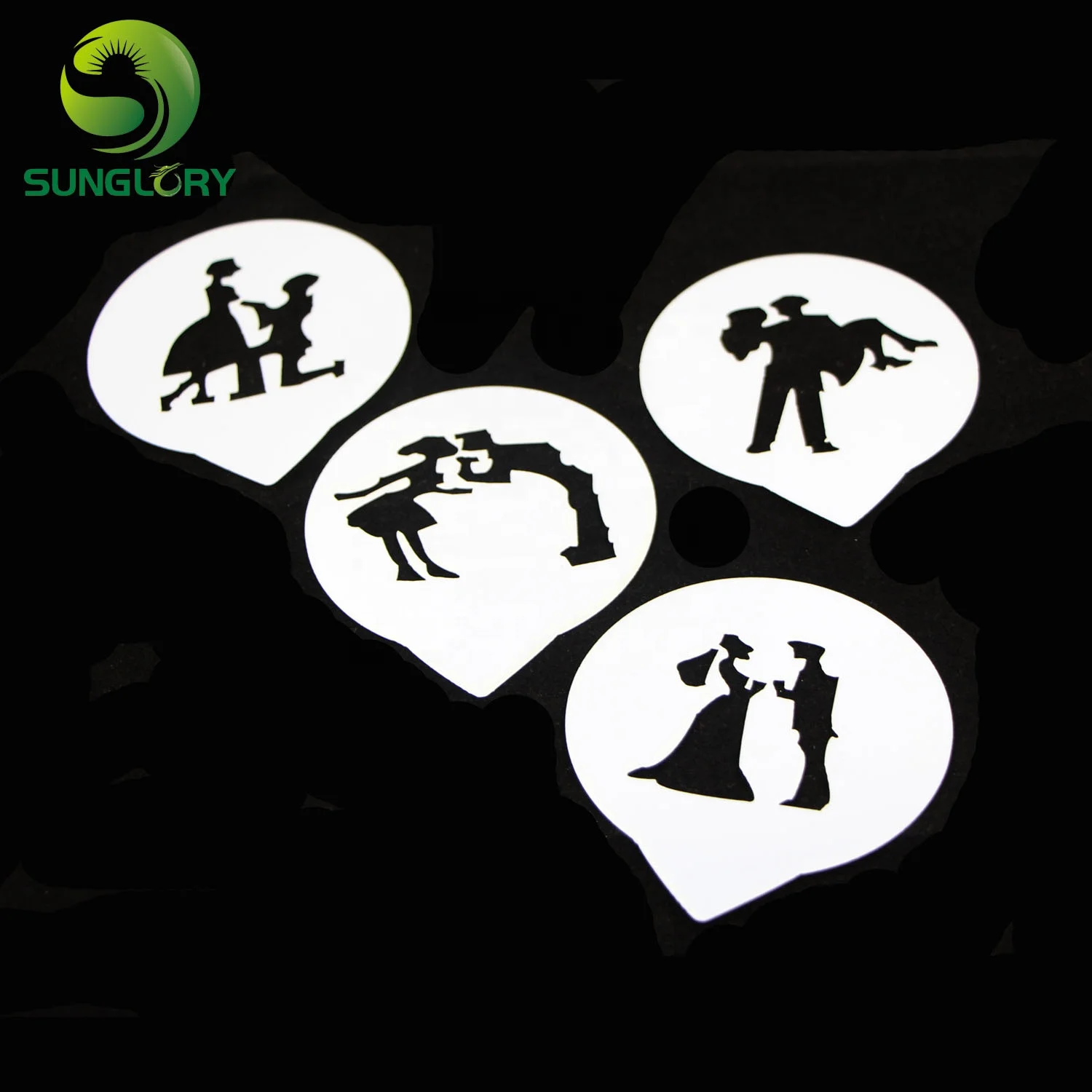 Small 4Pcs/Set Wedding Decoration Cake Stencil Couple Lovers Cupcake Cookie Stencils Cake Template Mold Baking Tools For Cakes