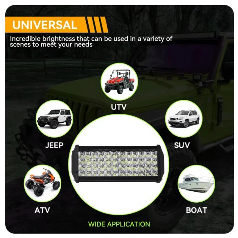 144W LED Work Light Bar Sport Lamp Offroad Driving Truck Car Accessory for Truck Car SUV 4x4 Boat Tractor LED Headlights
