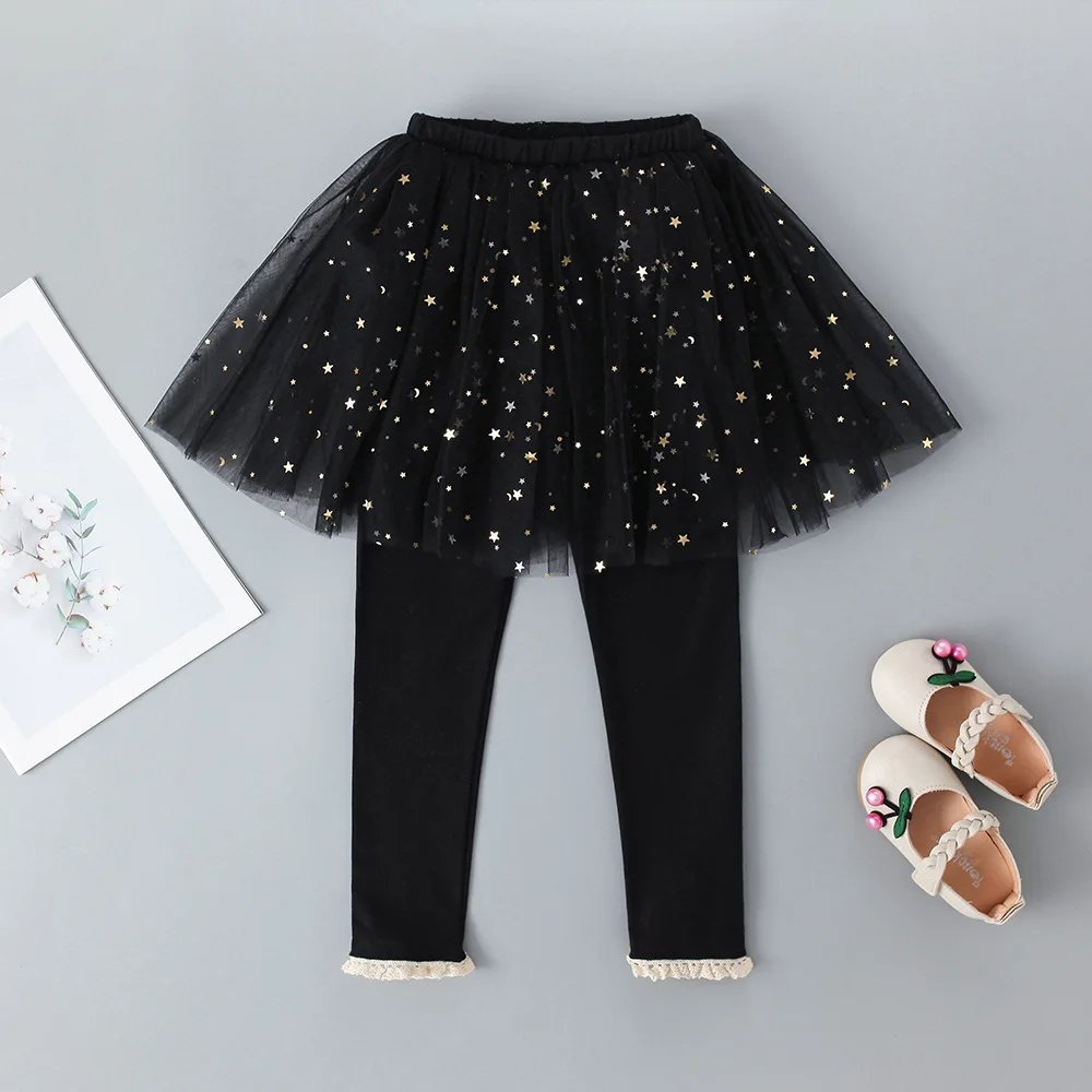 New Boutique Spring Autumn Children Leggings Cotton Tulle Princess Baby Girl Pantskirt
