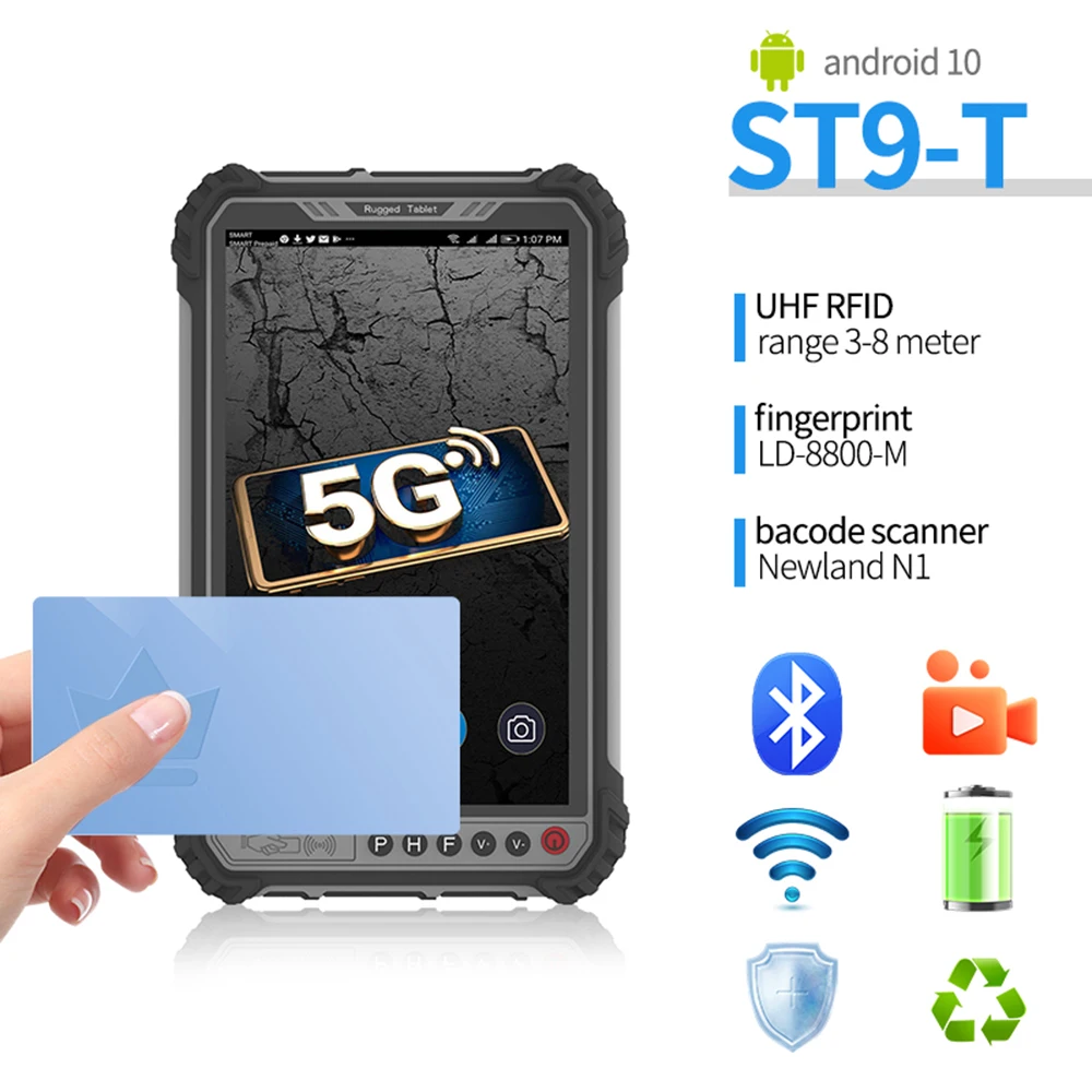 8.0inch 8 Core Tablet PC Rugged Tablet 8GB Android 10 2D Barcode Scan UHF RFID PDA
